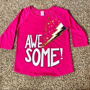 Gymboree Pink ‘Awesome’ sequin 3/4 sleeve tee